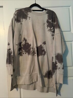 Men's Oversized Tie-Dye Crewneck Sweater - Gray